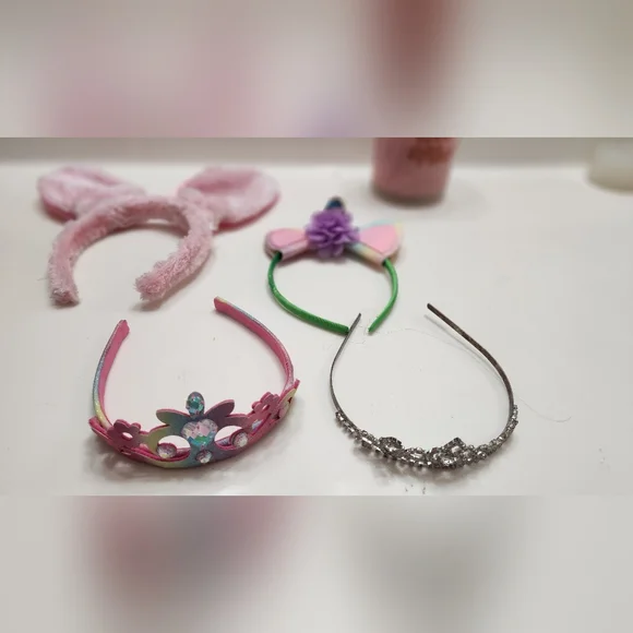 Set Of 4 Fun Headbands with Bunny Ears and Unicorn Horn, Tiaras - Picture 4 of 5
